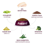 Корм  для собак AWARD HYPO , 12 кг, белая рыба с брокколи, сельдереем и семенами льна