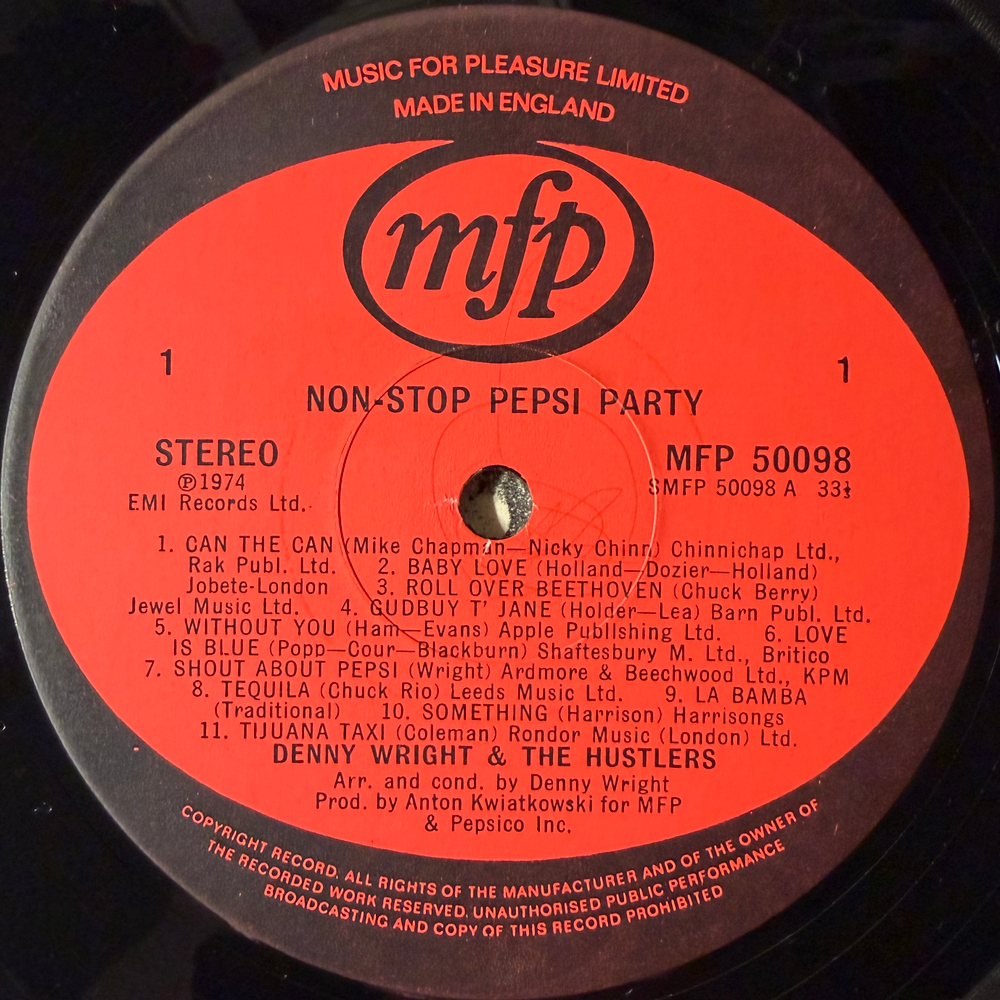 Denny Wright And The Hustlers ‎– Non Stop Pepsi Party (Англия 1974г.)Т