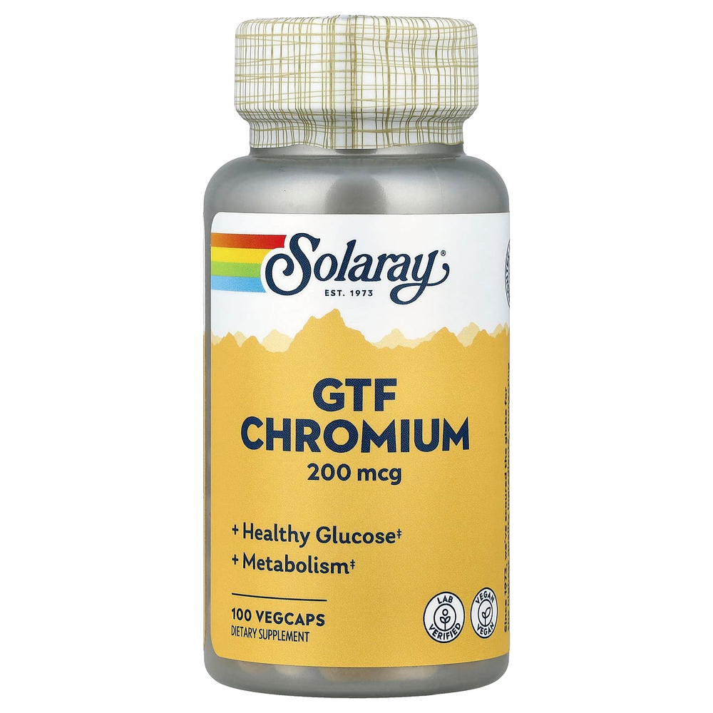 Solaray, GFT Chromium, 200 мкг, 100 капсул на растительной основе