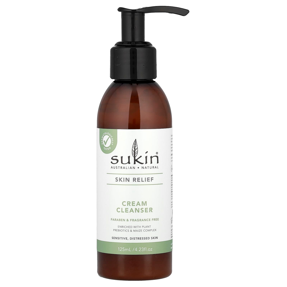 Sukin, Skin Relief, очищающий крем, для чувствительной, раздраженной кожи, без отдушек, 125 мл (4,23 жидк. Унции)