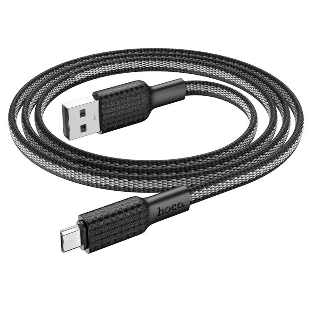 Кабель HOCO X69 USB-microUSB 2.4A 1м Nylon Black/White