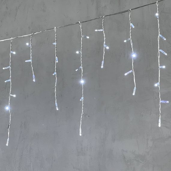 Светодиодная бахрома с колпачком 3,2*0,9 м., 180 холодных белых LED ламп, мерцание, прозрачный провод ПВХ, IP65, LTC (PIL180BLWCAP-10-2W)