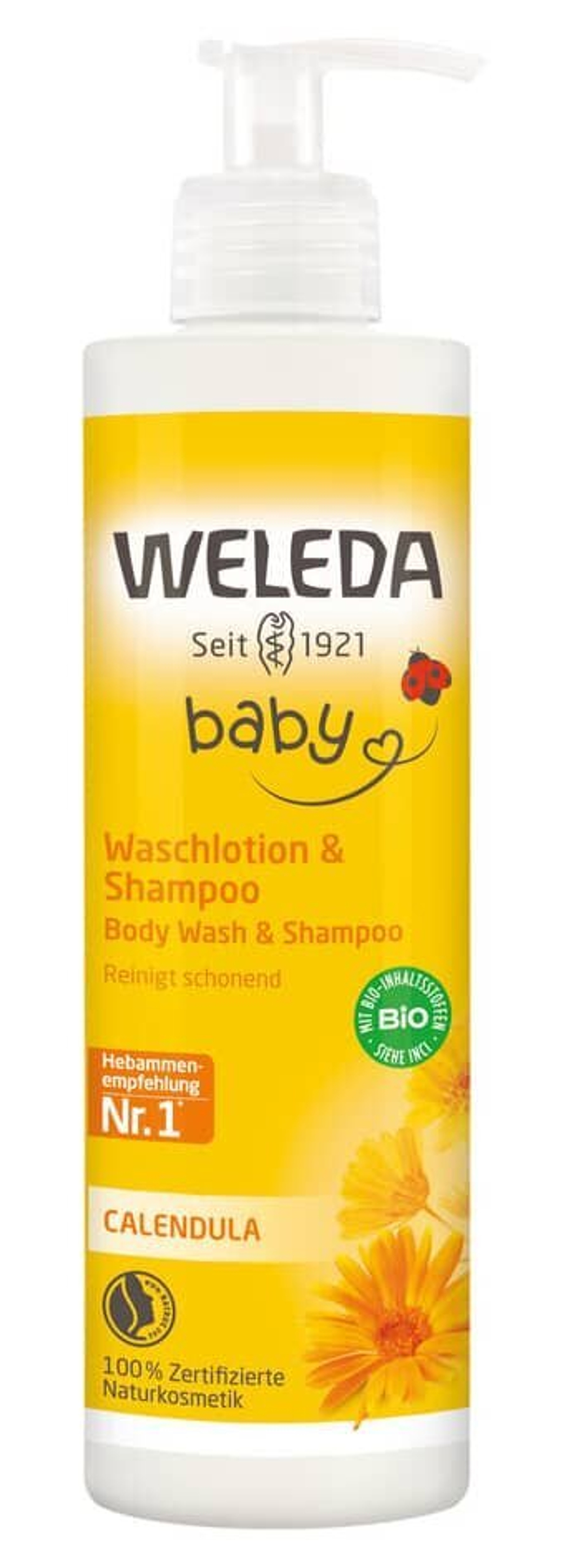 Детский шампунь-гель с календулой для волос и тела Weleda, 400 мл