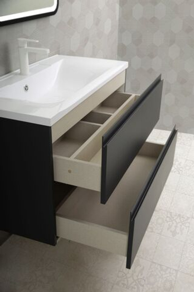 BIANCHI База под раковину подвесная с двумя выкатными ящиками, Серый матовый AM-Bianchi-900-2C-SO-GM