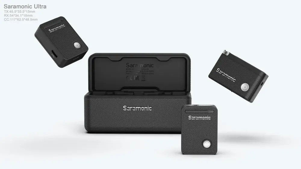 Радиосистема Saramonic Ultra 01 (TX+TX+RX) 2,4Гц приемник + 2 передатчика в кейсе с подзарядкой, разъем 3,5мм, USB-C, Lightning, цвет черный