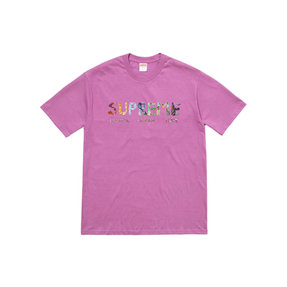 Supreme SS18 Rocks Tee Light Purple Logo T