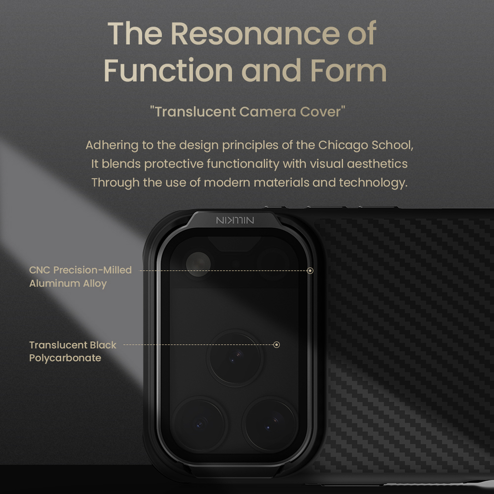 Чехол из карбона с MagSafe для iPhone 17 Pro, серия CarboProp Magnetic (версия с тонированной крышкой объектива) от Nillkin