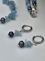 Колье ручной работы из речного жемчуга и аквамарина "Рыбка"