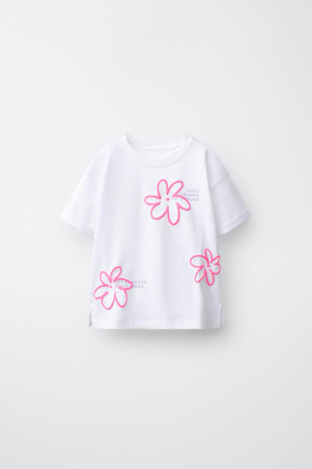 ZARA ФУТБОЛКА С РЕЛЬЕФНЫМ ПРИНТОМ, БЕЛЫЙ