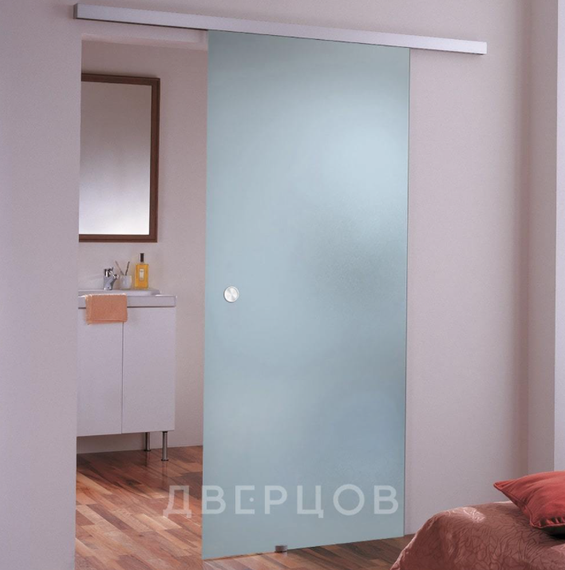 Стеклянная раздвижная дверь Лайт бесцветная матовая (840x2100 мм)
