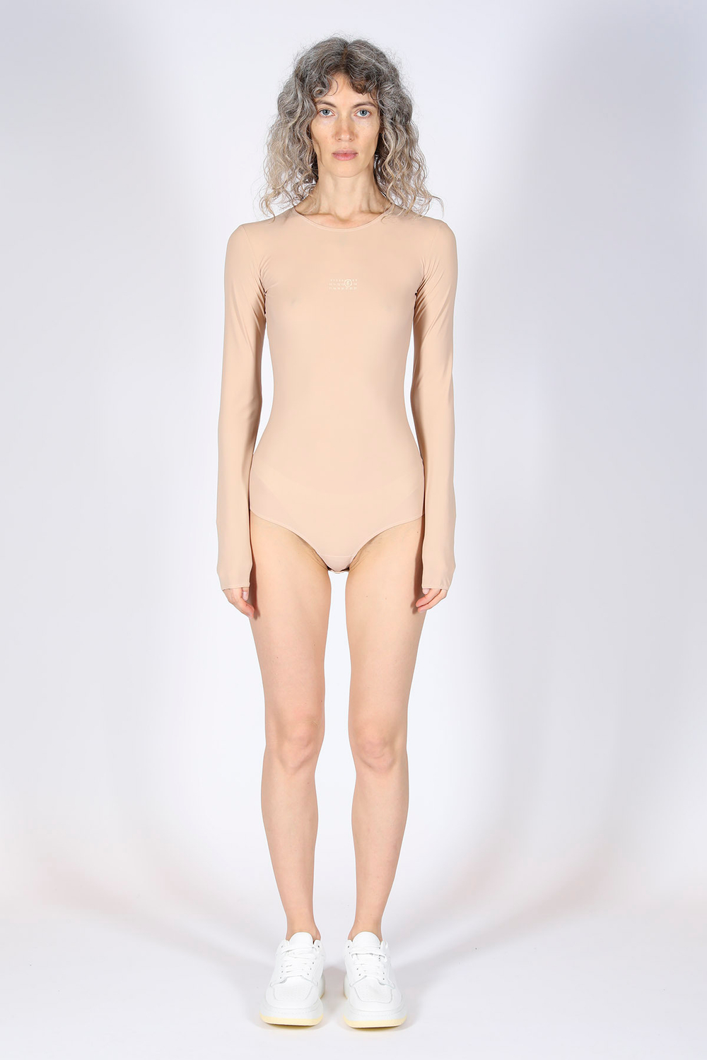 MM6 MAISON MARGIELA БОДИ С ДЛИННЫМ РУКАВОМ БЕЖЕВЫЙ