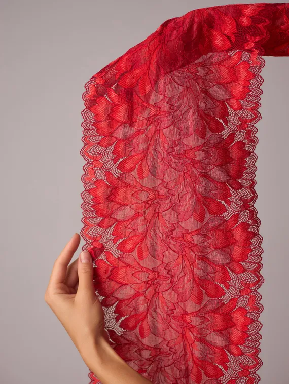 03-77 Кружево эластичное 24 см, красный 100