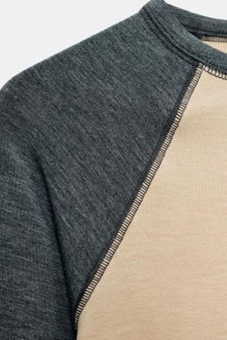 ZARA ФУТБОЛКА РЕГЛАН С КОНТРАСТНЫМИ ДЕТАЛЯМИ, СЕРЫЙ