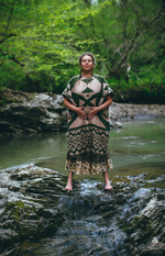 Накидка с этническим геометрическим рисунком зеленая