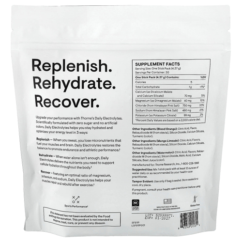 Thorne, ежедневные электролиты, набор разных вкусов, 30 пакетиков по 4,37 г (0,15 унции)