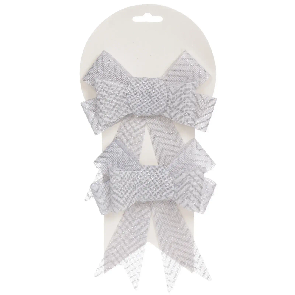 Бант на ёлку «Вошебный день» 14*17 см (набор 2 шт), Белый