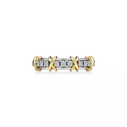 Кольцо из платины и золота с 16 бриллиантами, Tiffany💙Jean Schlumberger, узкое