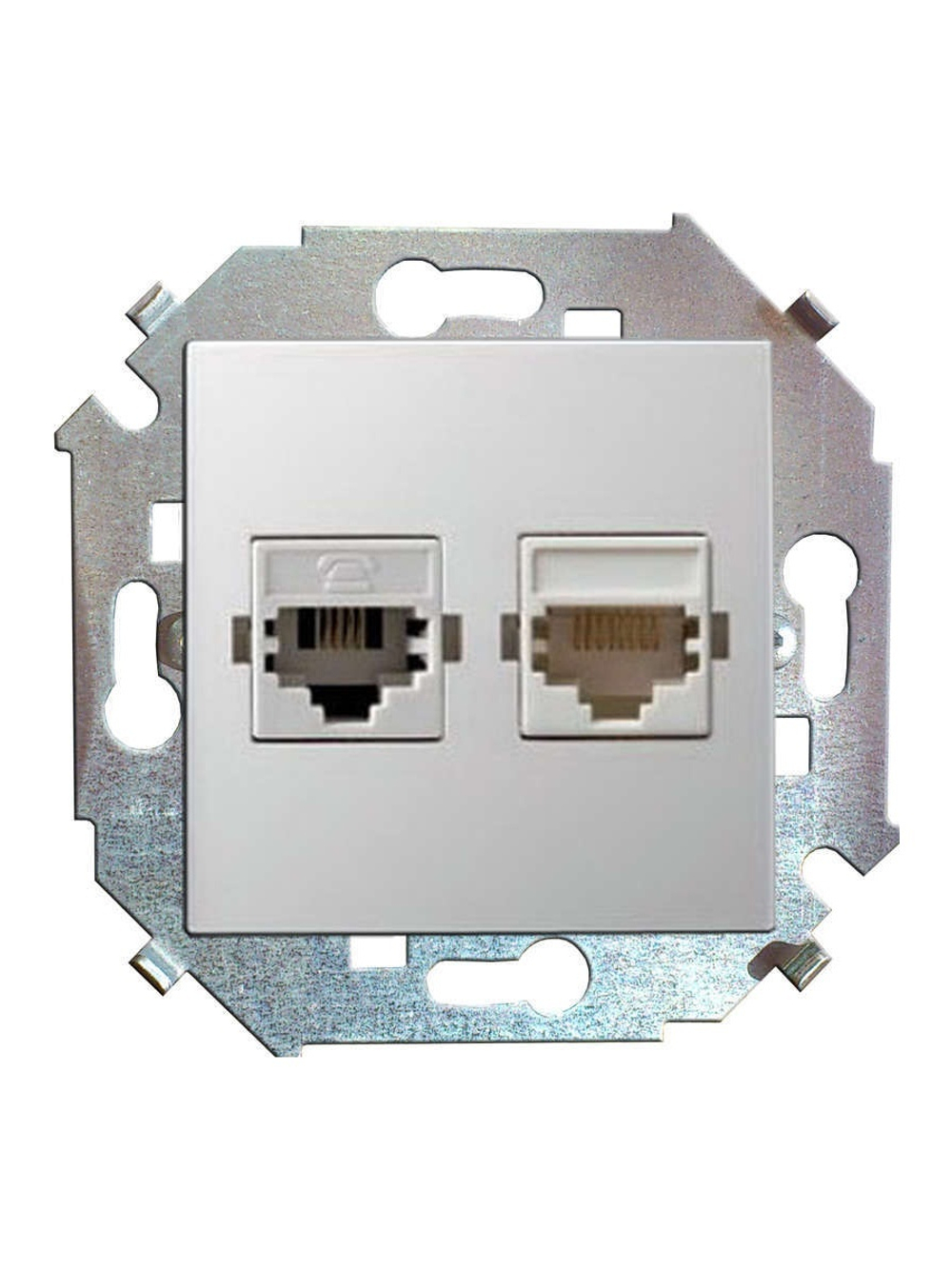 Розетка компьютерная 2-м СП Simon 15 RJ45 кат.5E Systimax механизм бел. Simon 1591593-030