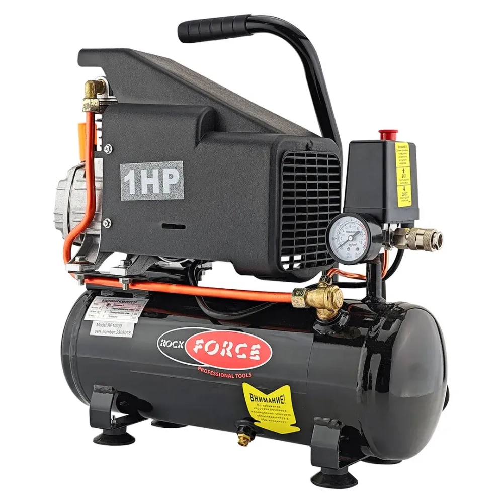 Компрессор поршневой масляный с прямым приводом (220В,0.75кВт,2850 об/мин,ресивер 9л,8бар,124л/м) RockForce##Rock FORCE RF-9L