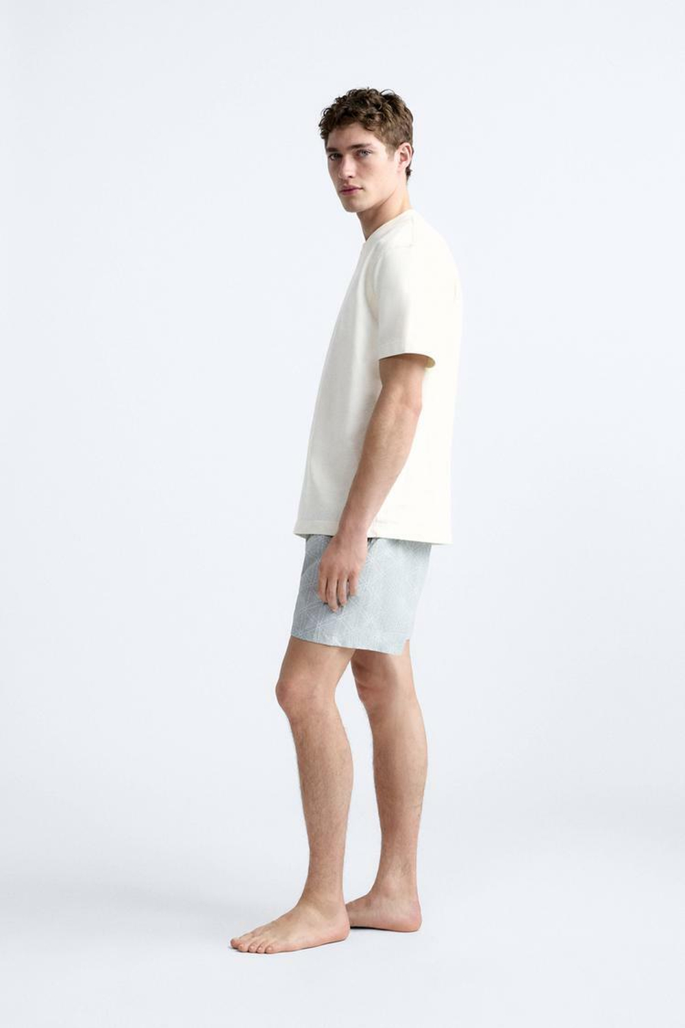 ZARA ПЛАВКИ С ЦВЕТОЧНЫМ ПРИНТОМ, ГОЛУБОЙ