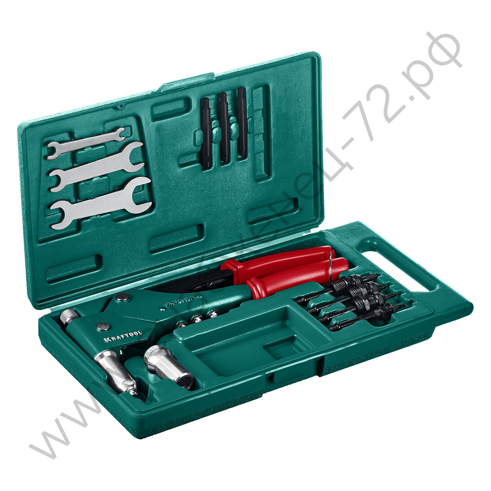 KRAFTOOL Combo3-M6 360°, 3 вида заклёпок, комбинированный поворотный заклепочник в кейсе (31178_z01)