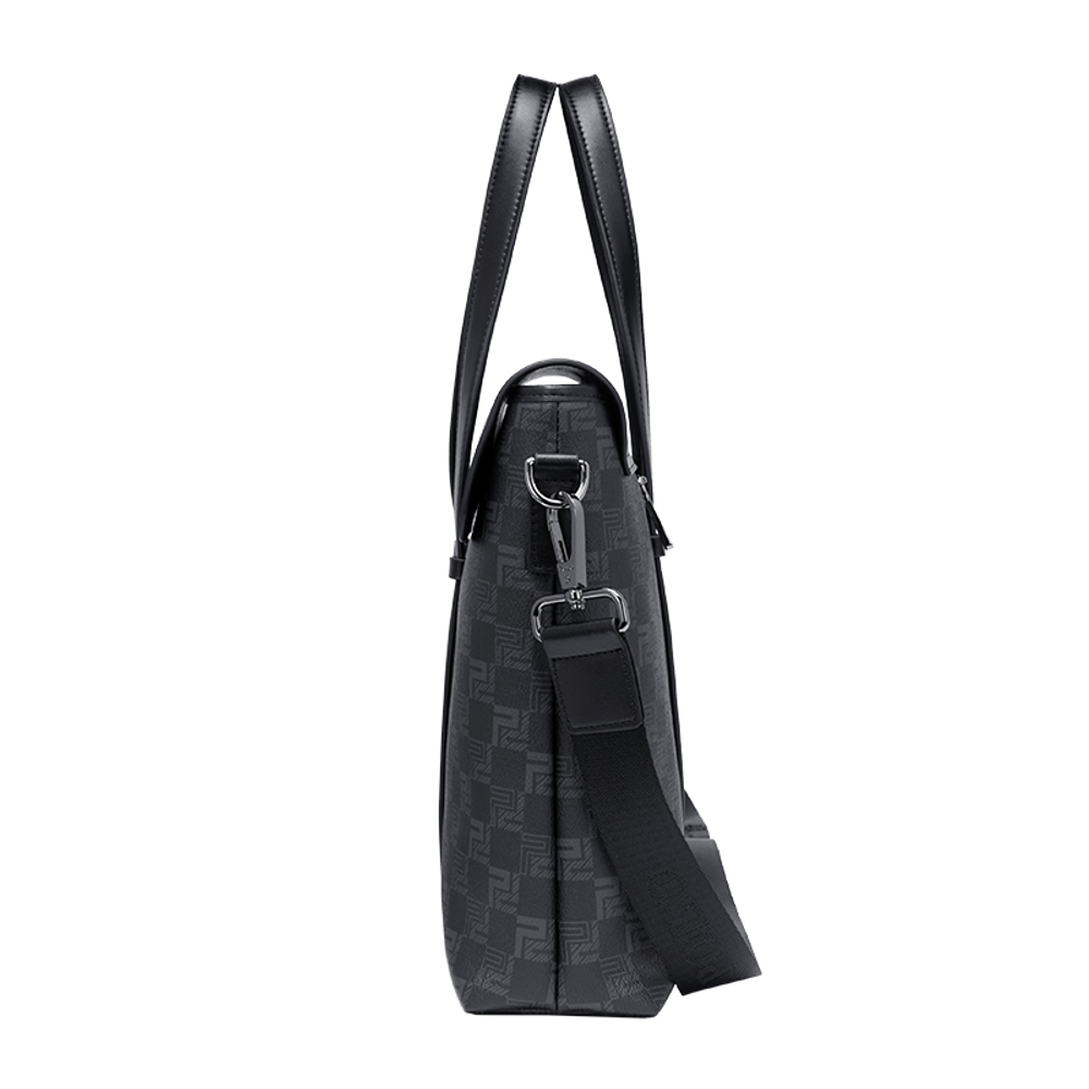 POLO PVC Synthetic Leather Briefcase Large Men"s Black