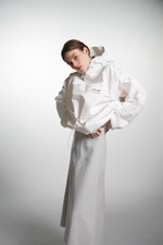 Юбка клиньями из плотного светло-серого хлопка