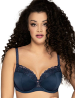 Темно-синий бюстгальтер Freesia с эффектной вышивкой на +size чашках (Размер: 85J) (Цвет: темно-синий)