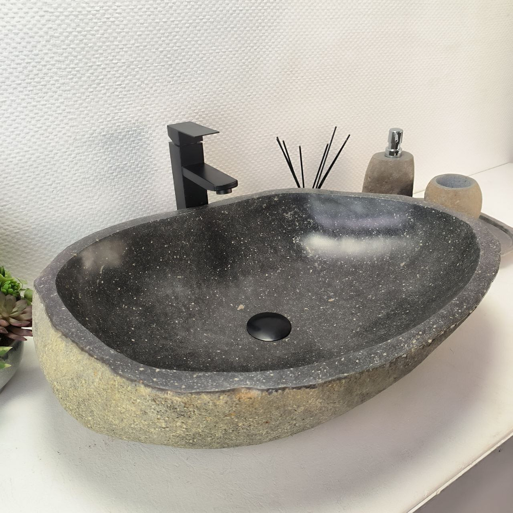 Каменная раковина из речного камня RS-63510 (63*37*16) 0124