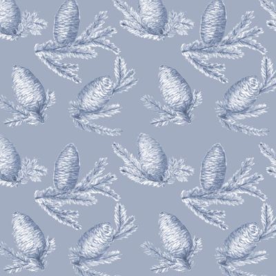 Снежные шишки на серо-голубом / Snowy cones on blue