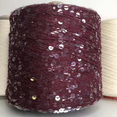 GLAMOUR хлопок, пайетки, 240м/100гр цвет: нить бордовая, пайетки прозрачные