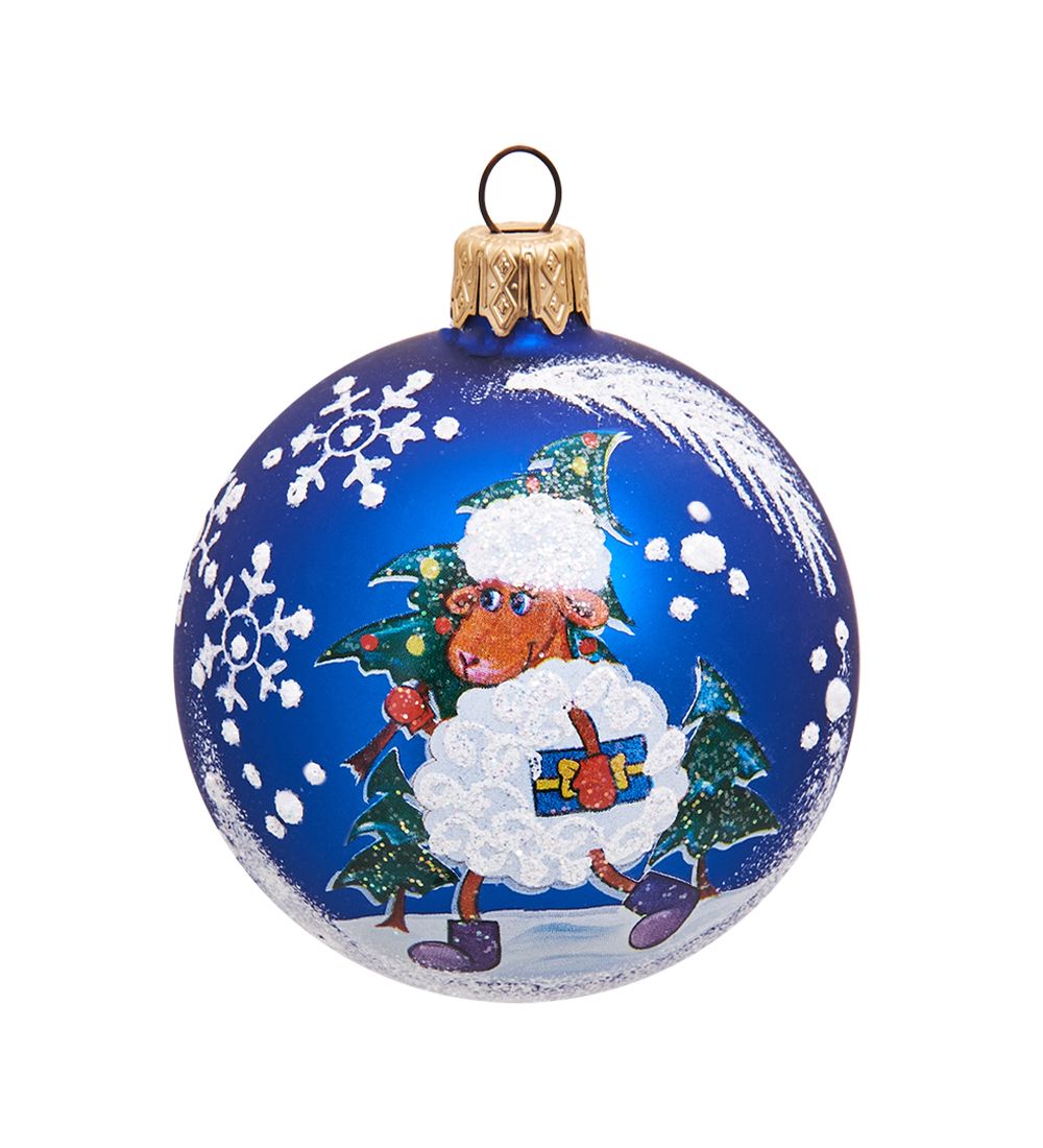 Элита НФШ-1354 Ел. украшение Шар «Барашек с ёлкой» 65 мм