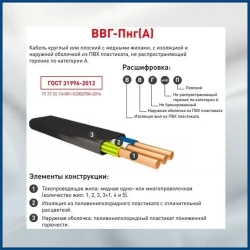 Электрический провод ВВГнг(A)-LS-П 3 x 1.5 мм², 100 м, 8200 г
