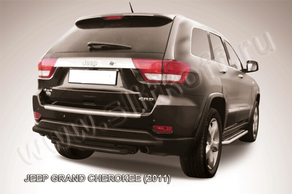 Защита заднего бампера (нержавейка) Jeep Grand Cherokee (2010-2013) d57+d57 (черный)