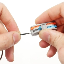 Клемма соединительная проходная для проводов типа WAGO, быстрозажимная, 10 шт, 3 полюса, 6 контактов, оранжевый