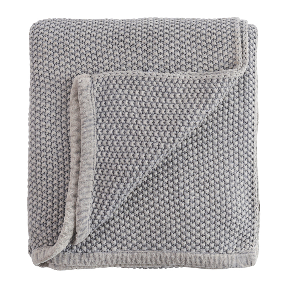 Плед из стираного хлопка серого цвета из коллекции essential, 130х180 см