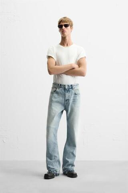 ZARA ДЖИНСЫ FLARED FIT, ГОЛУБОЙ