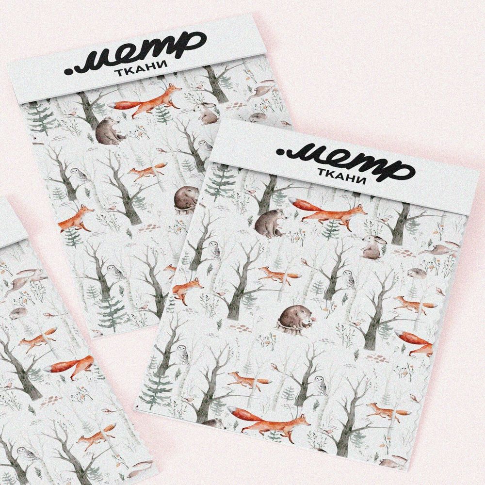 Ткань сатин лиса со зверьками