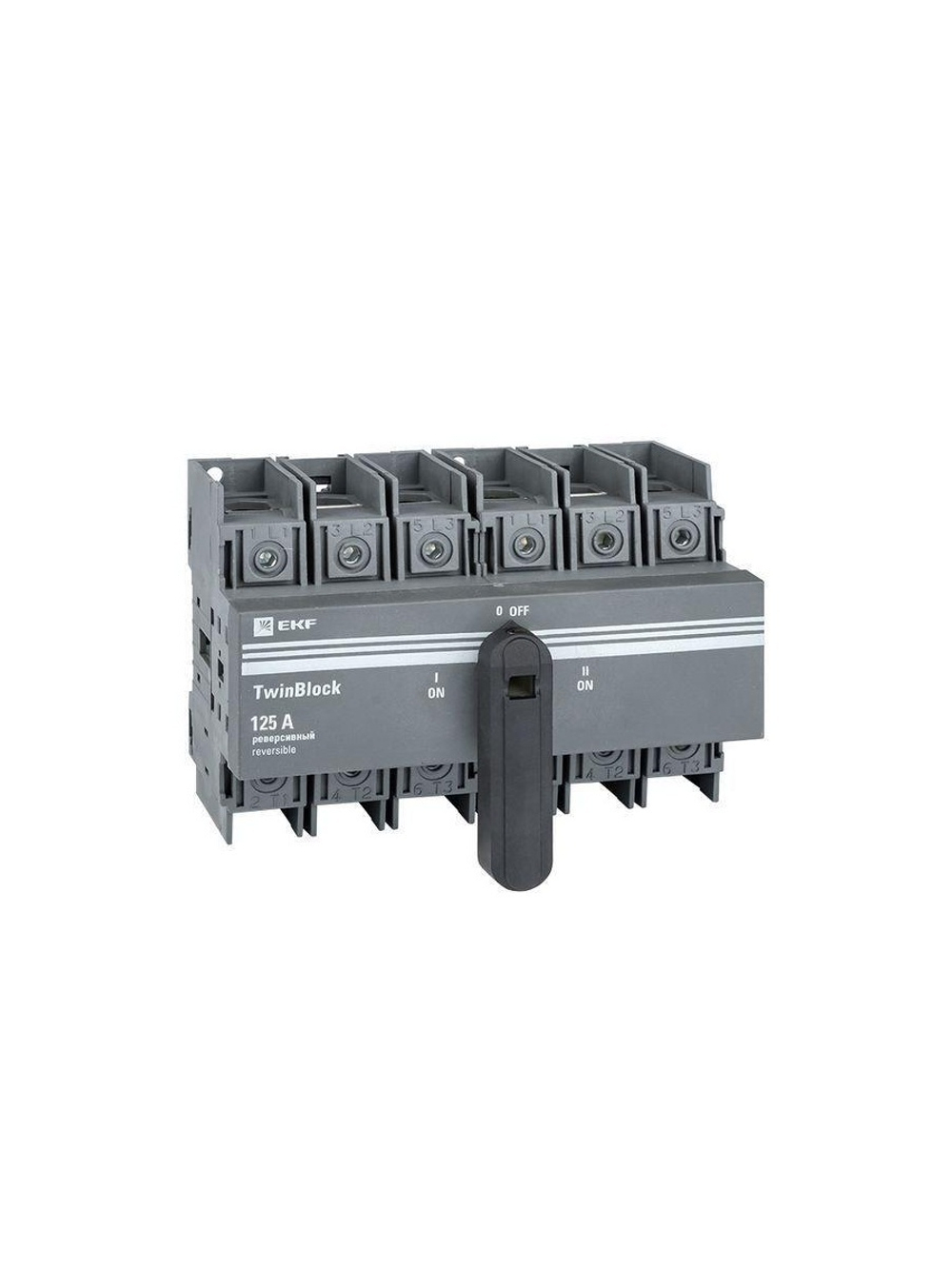 Рубильник 3п 125A реверсивный c рукояткой для прямой установки TwinBlock EKF tb-s-125-3p-rev