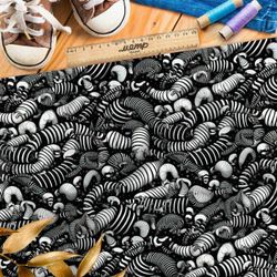 Ткань премиум габардин бело-серые абстракции