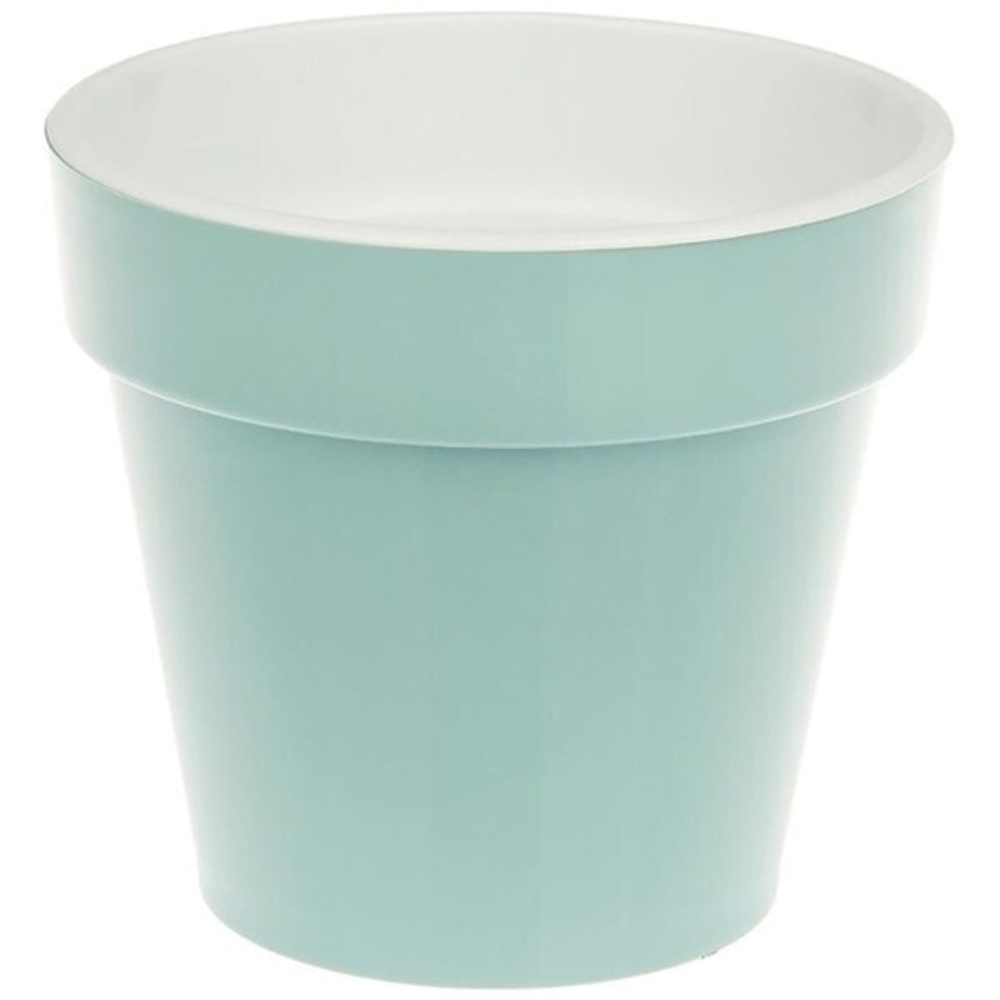 Кашпо для цветов пластиковое 9л d-27,5см «Порто» со вставкой нефритовый