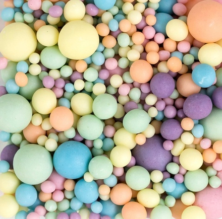 Посыпка рис воздушный "Жемчуг" изумруд/оранж/сиренев/жёлтое матовый, 50г