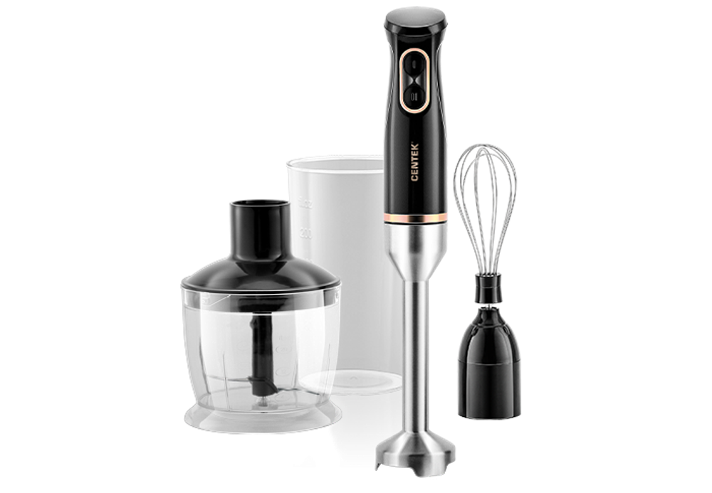 Блендер CENTEK CT-1347 Black 2 режима работы, съемная насадка и венчик, лезвия из нержавеющей стали,