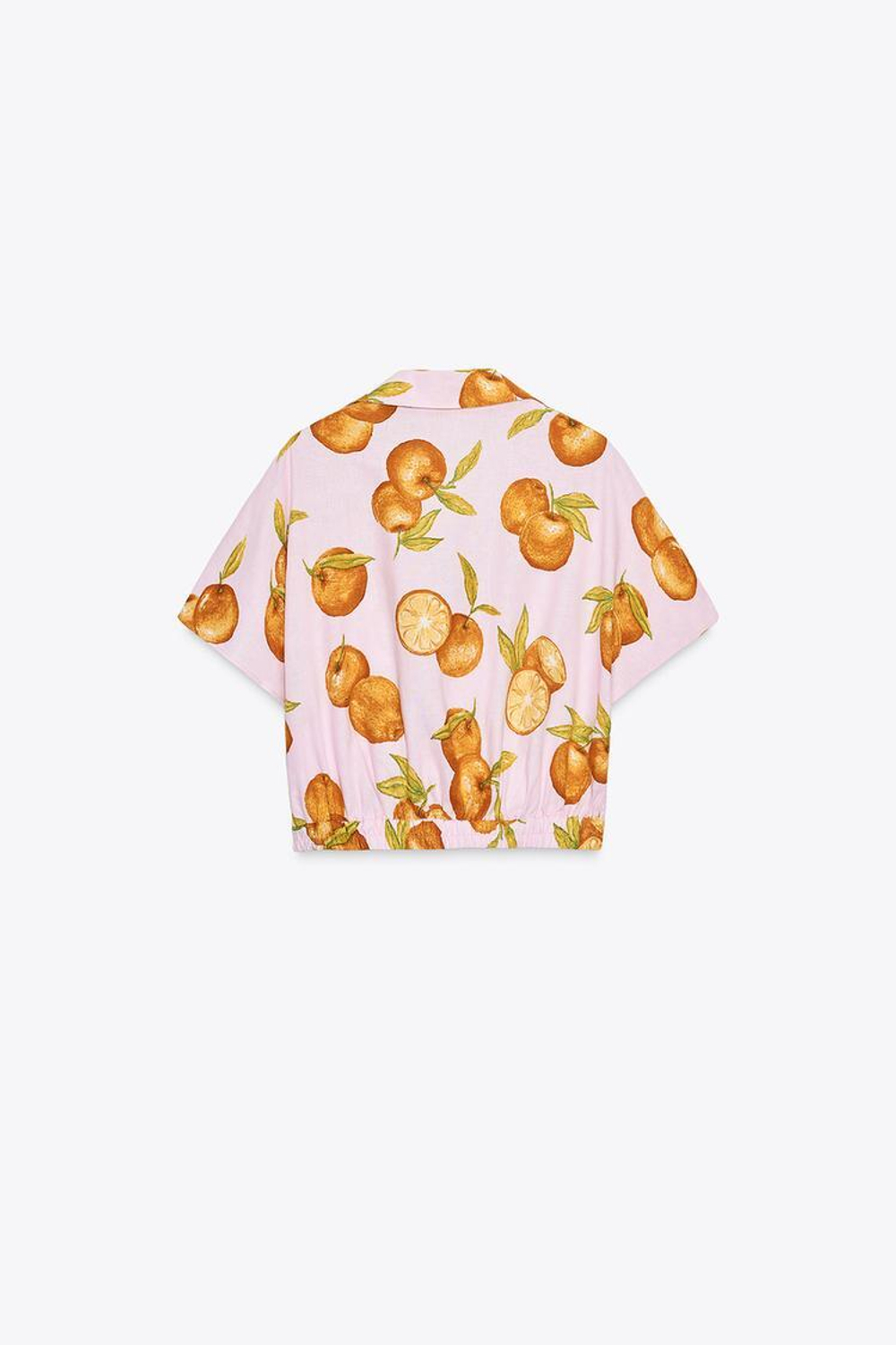 ZARA УКОРОЧЕННЫЙ ТОП С ПРИНТОМ, РОЗОВЫЙ