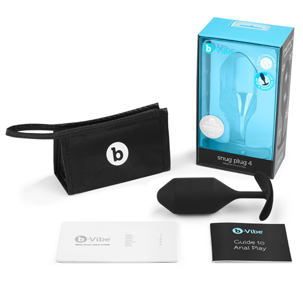 Черная анальная пробка для ношения 14см b-Vibe Snug Plug 4 BV-010-BLK
