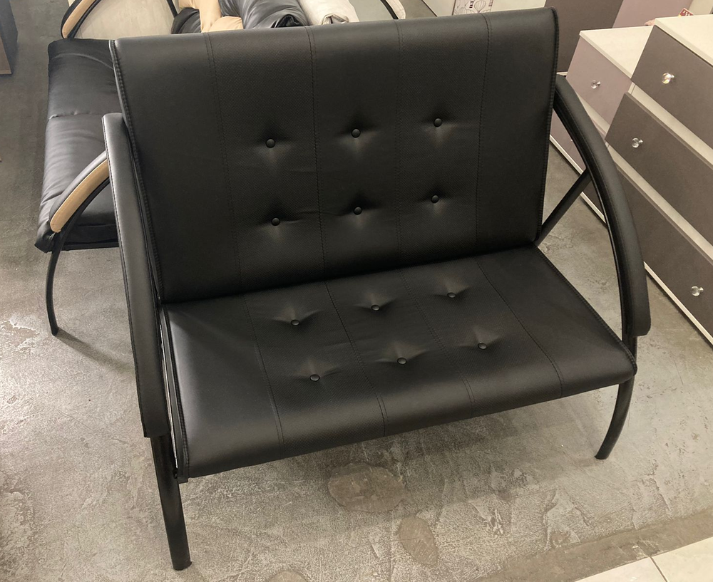 Диван Фортуна-5 (20) 2-х мест Эконом перф.черный к/з черный