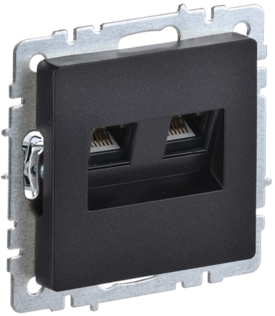 BRITE Розетка компьютерная двойная RJ45 кат.6 РК11-2-БрЧ черный IEK