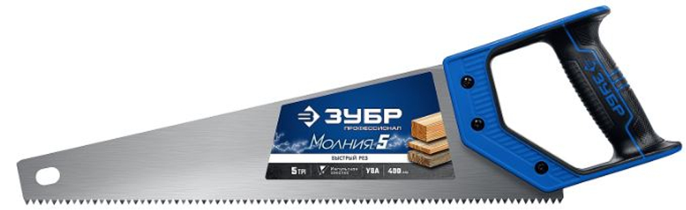 Ножовка по дереву, 400 мм. 5TPI  "Молния-5" прямой крупный зуб, Зубр Мастер (6шт) 15075-40