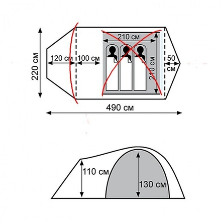 Палатка TRAMP Cave (V2), артикул TRT-21, цвет Зеленый