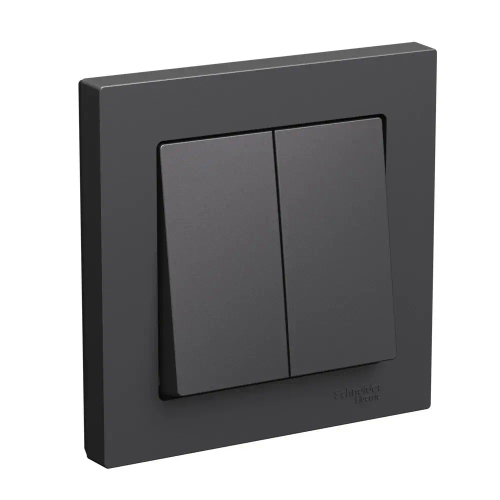 ATLASDESIGN 2-клавишный ВЫКЛЮЧАТЕЛЬ, сх.5, 10АХ, в сборе, БАЗАЛЬТ